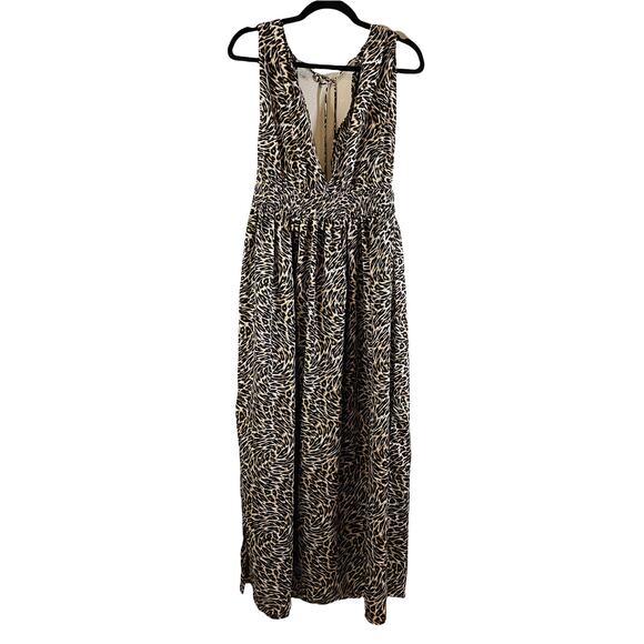 America & Beyond New Maxi Dress Beach Swim Cover Up Leopard Animal Print L Pool - Picture 3 of 11